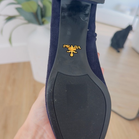 Navy Suede Prada Ankle Boots Size 8 - Picture 3 of 7